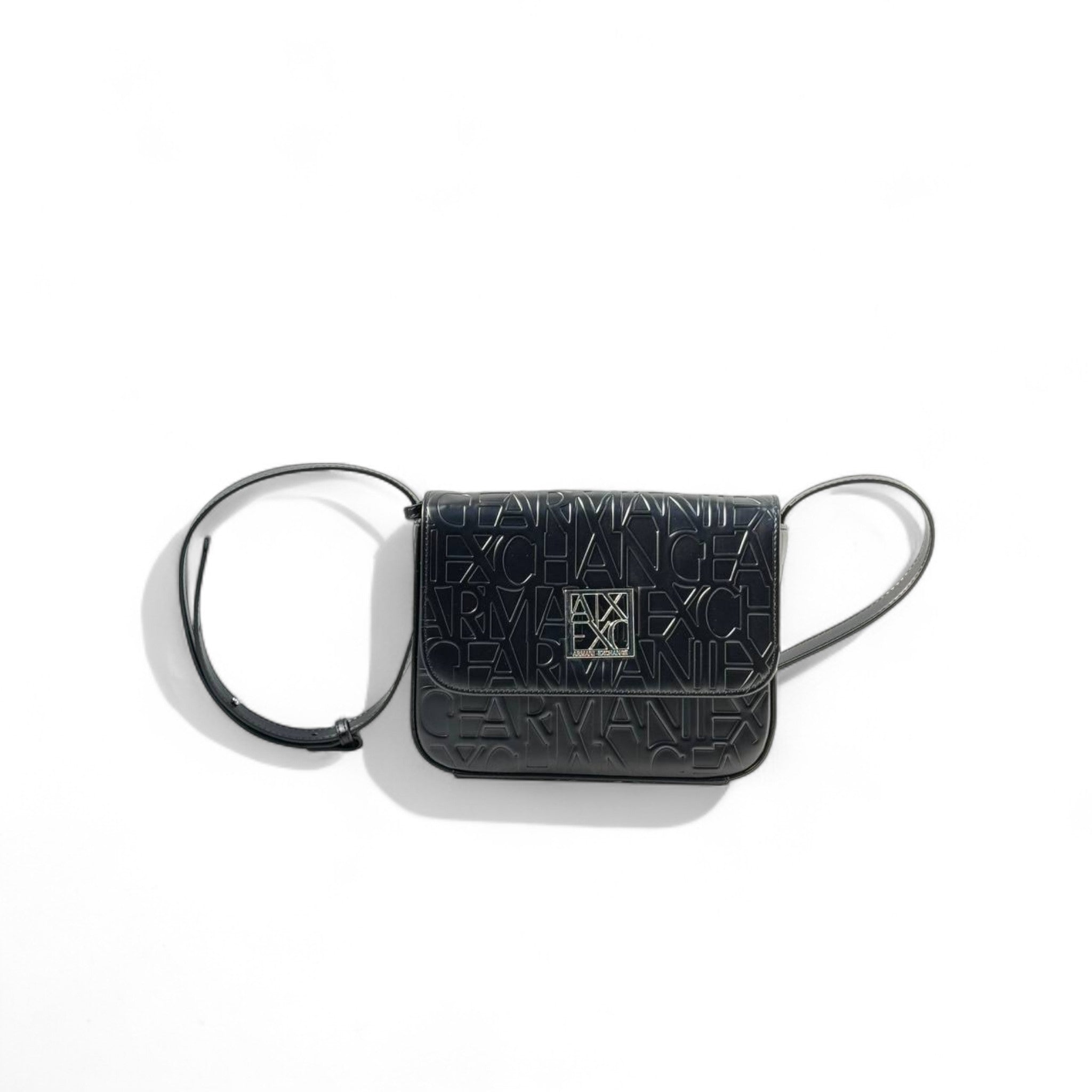 🖤 Armani Exchange Black Logo Embossed Crossbody – Mini Luxe