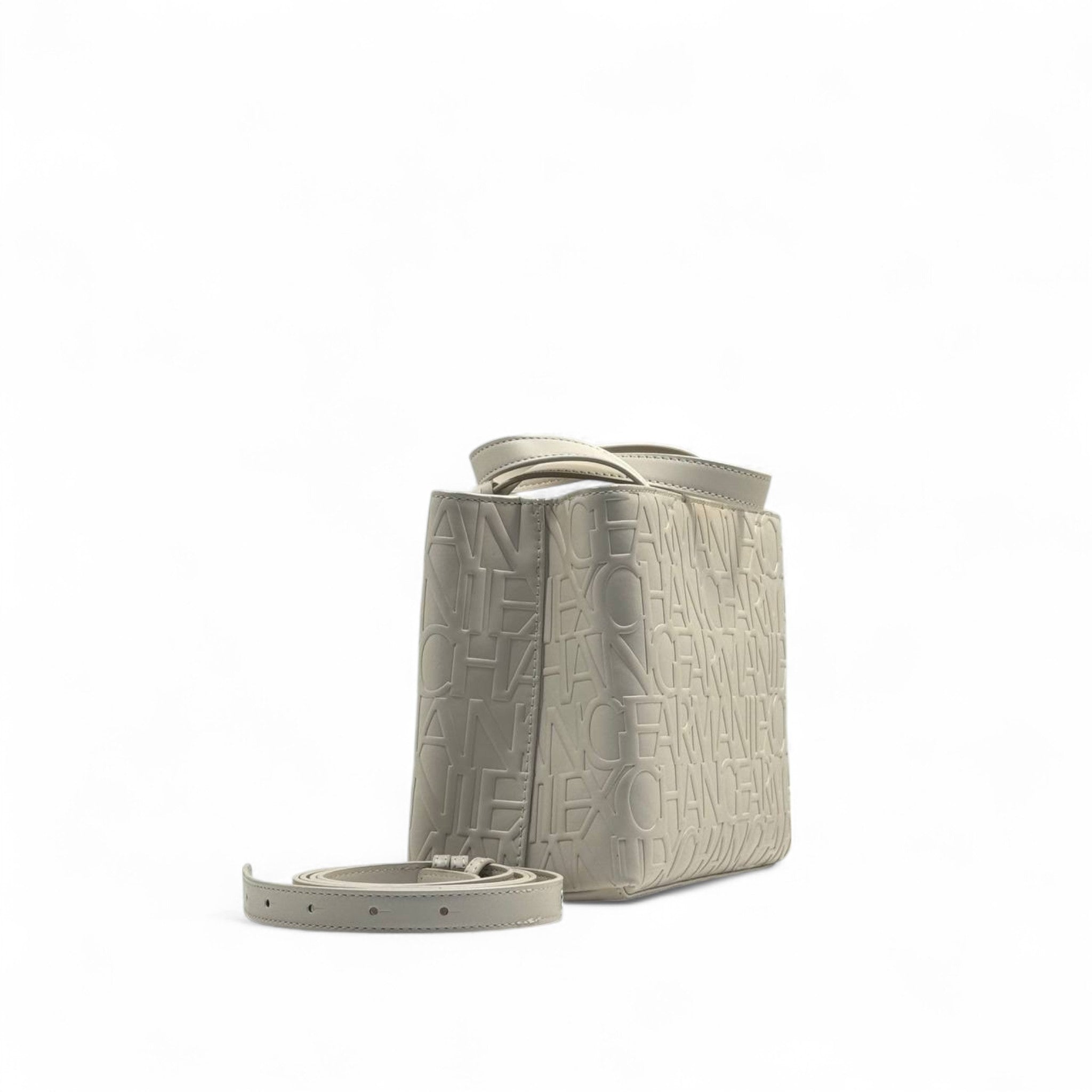 🤍 Armani Exchange Embossed Logo Tote – Creamy Chic Edition