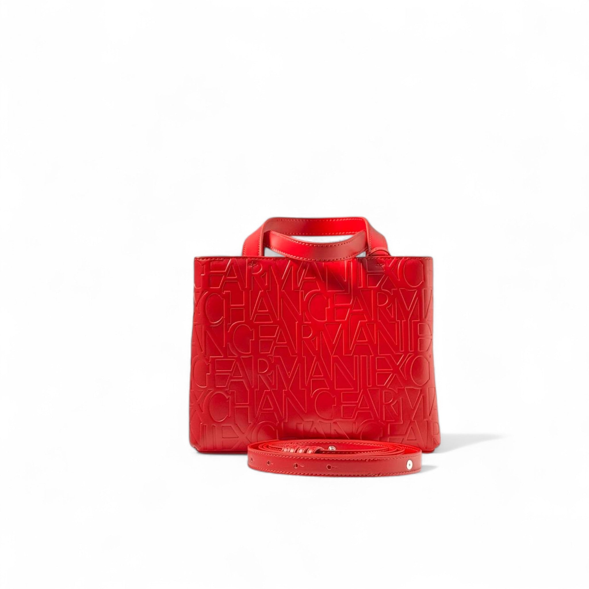 ❤️ Armani Exchange Red Embossed Tote Bag – Bold & Chic