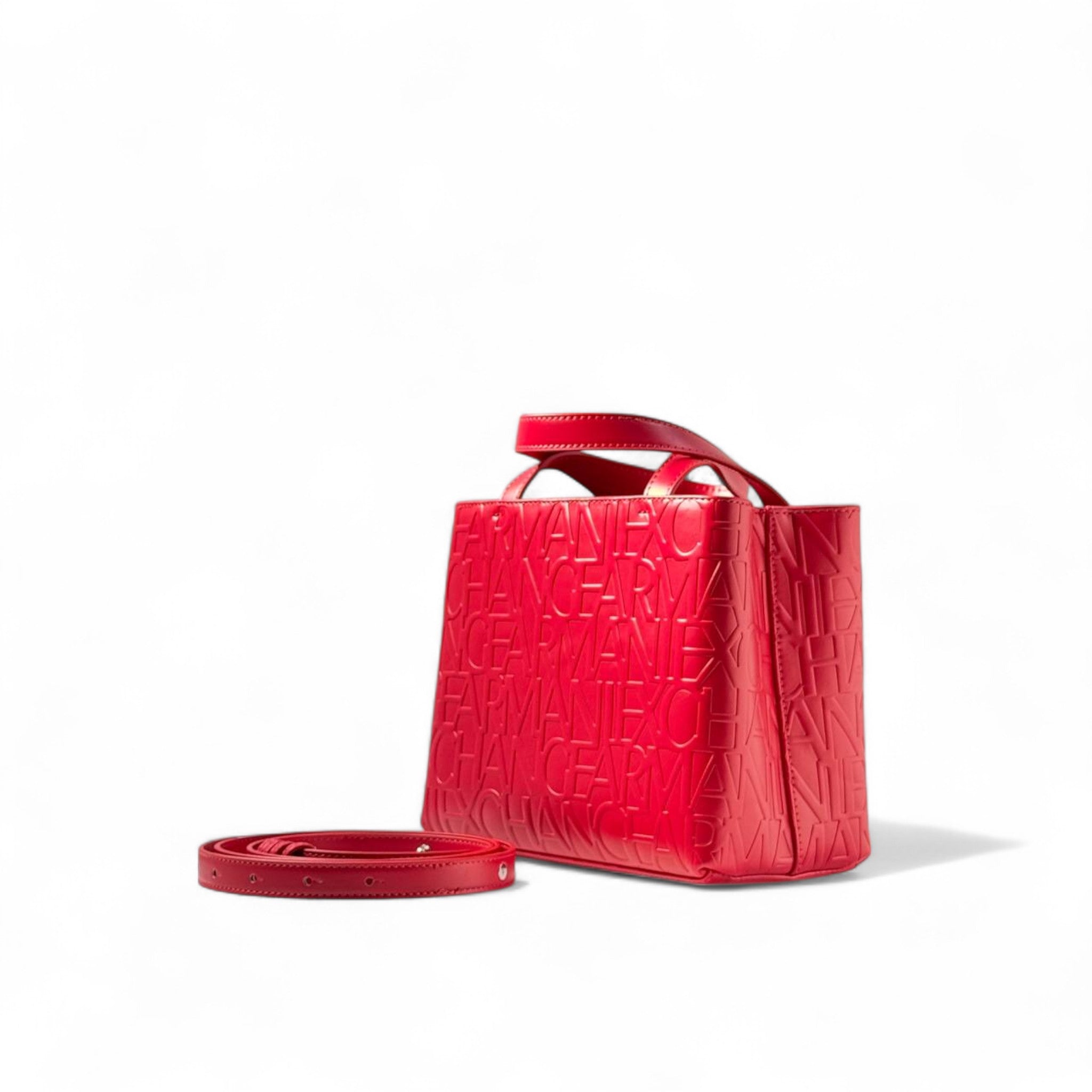 ❤️ Armani Exchange Red Embossed Tote Bag – Bold & Chic