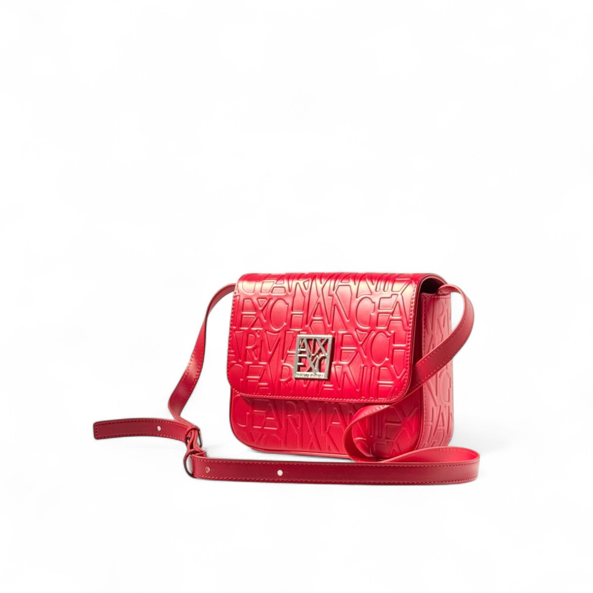 🔥 Armani Exchange Red Embossed Crossbody Bag – Sleek & Bold