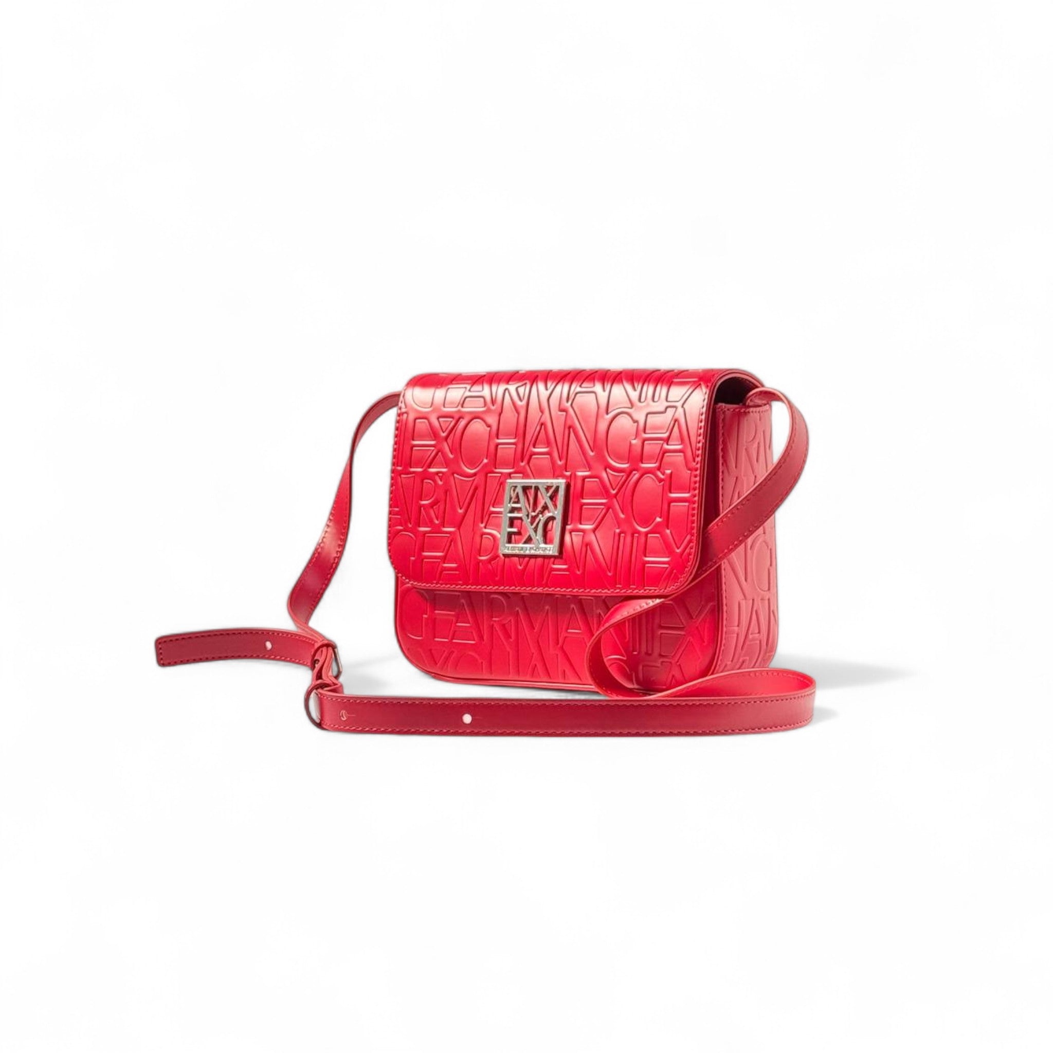 🔥 Armani Exchange Red Embossed Crossbody Bag – Sleek & Bold