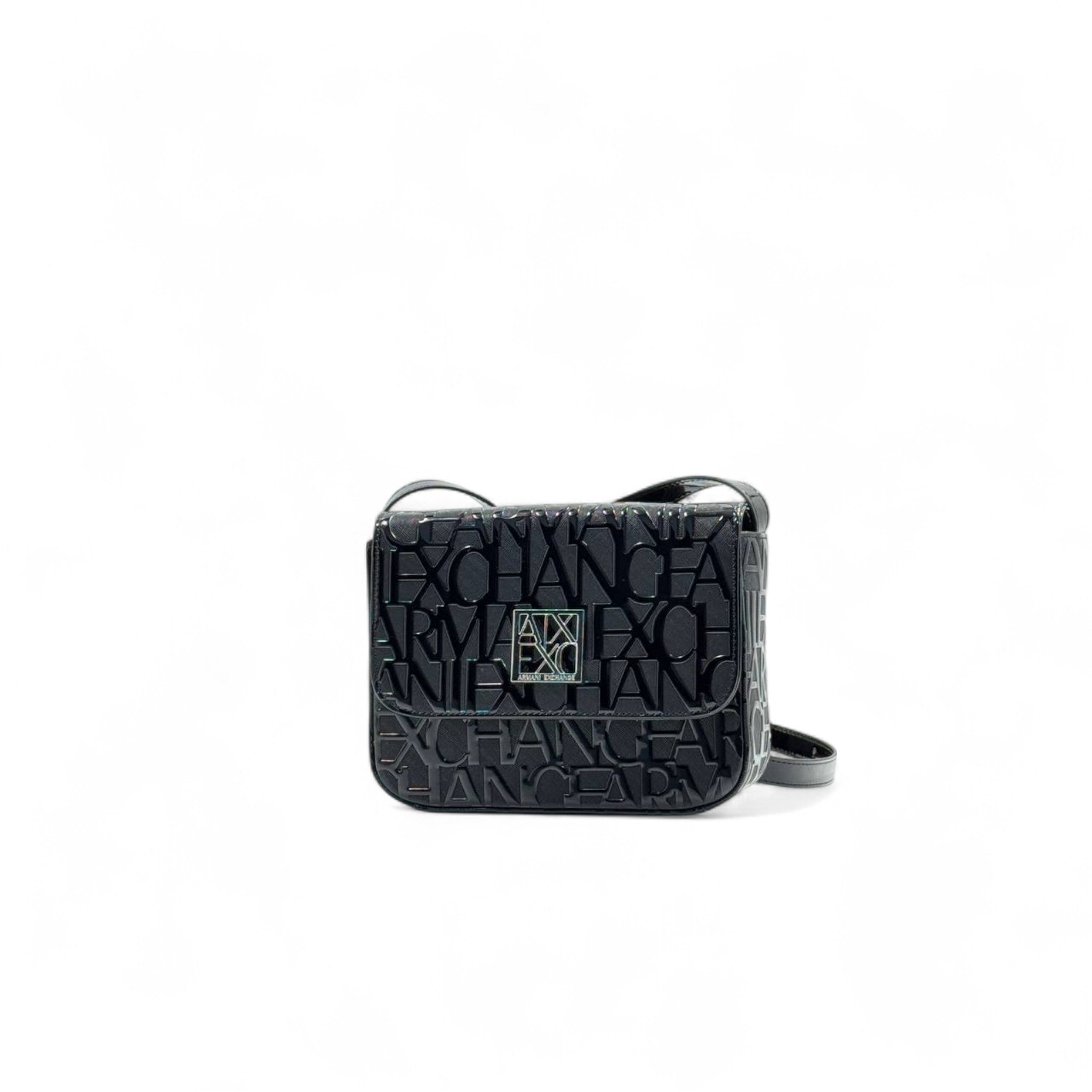 🖤 Armani Exchange Embossed Logo Crossbody – Bold Black Elegance