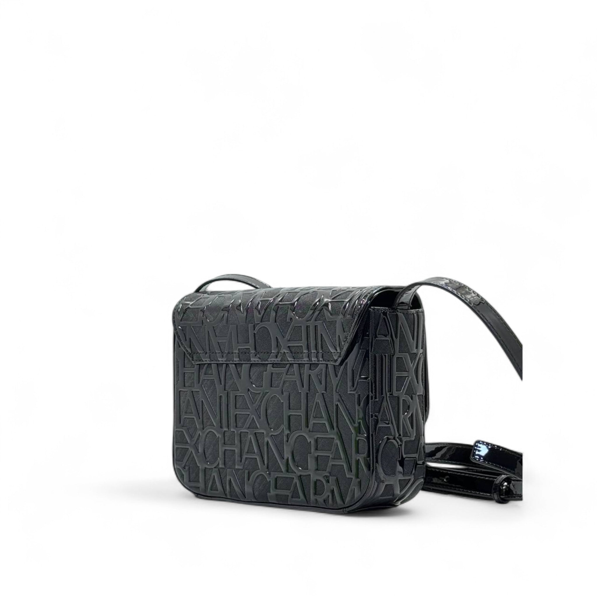 🖤 Armani Exchange Embossed Logo Crossbody – Bold Black Elegance