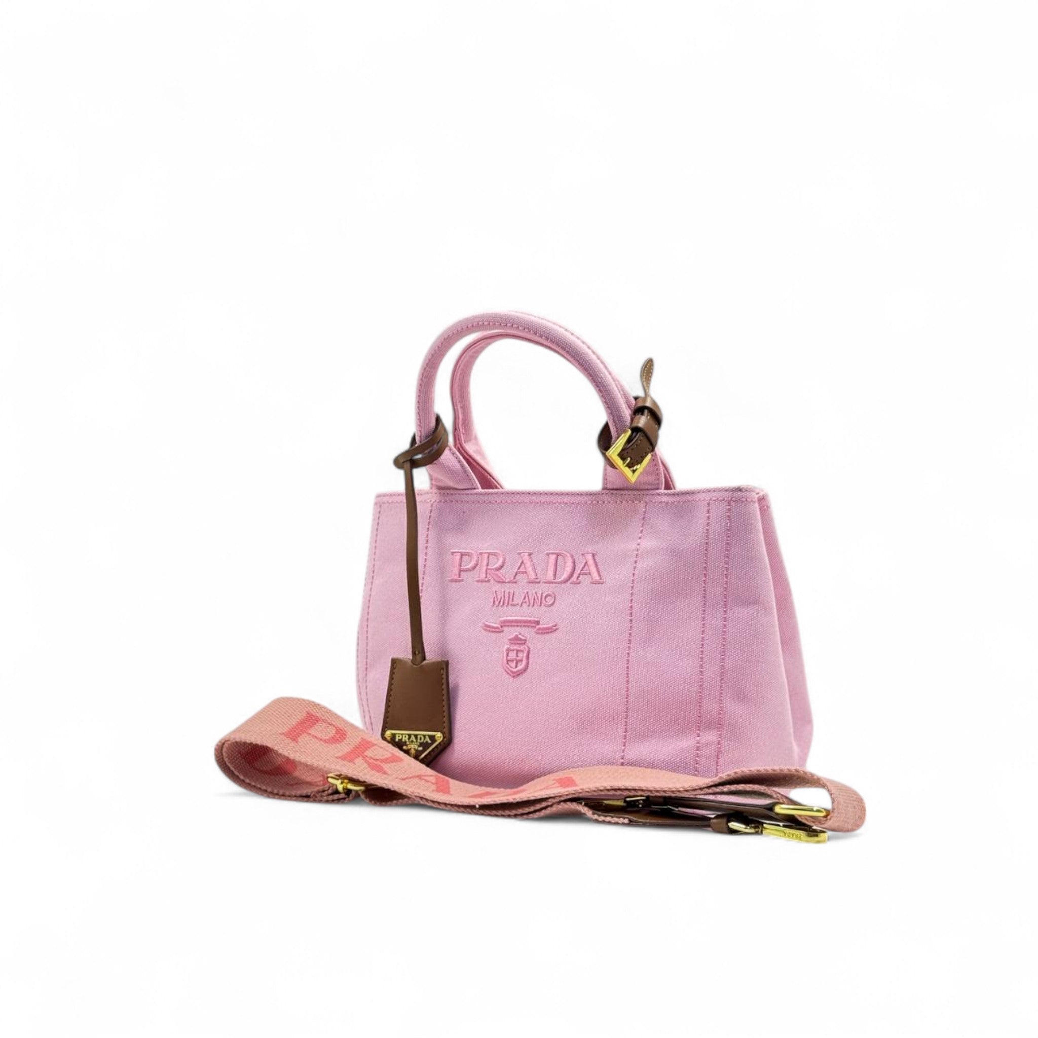 💗 Prada Milano Mini Canvas Tote – Pink Edition