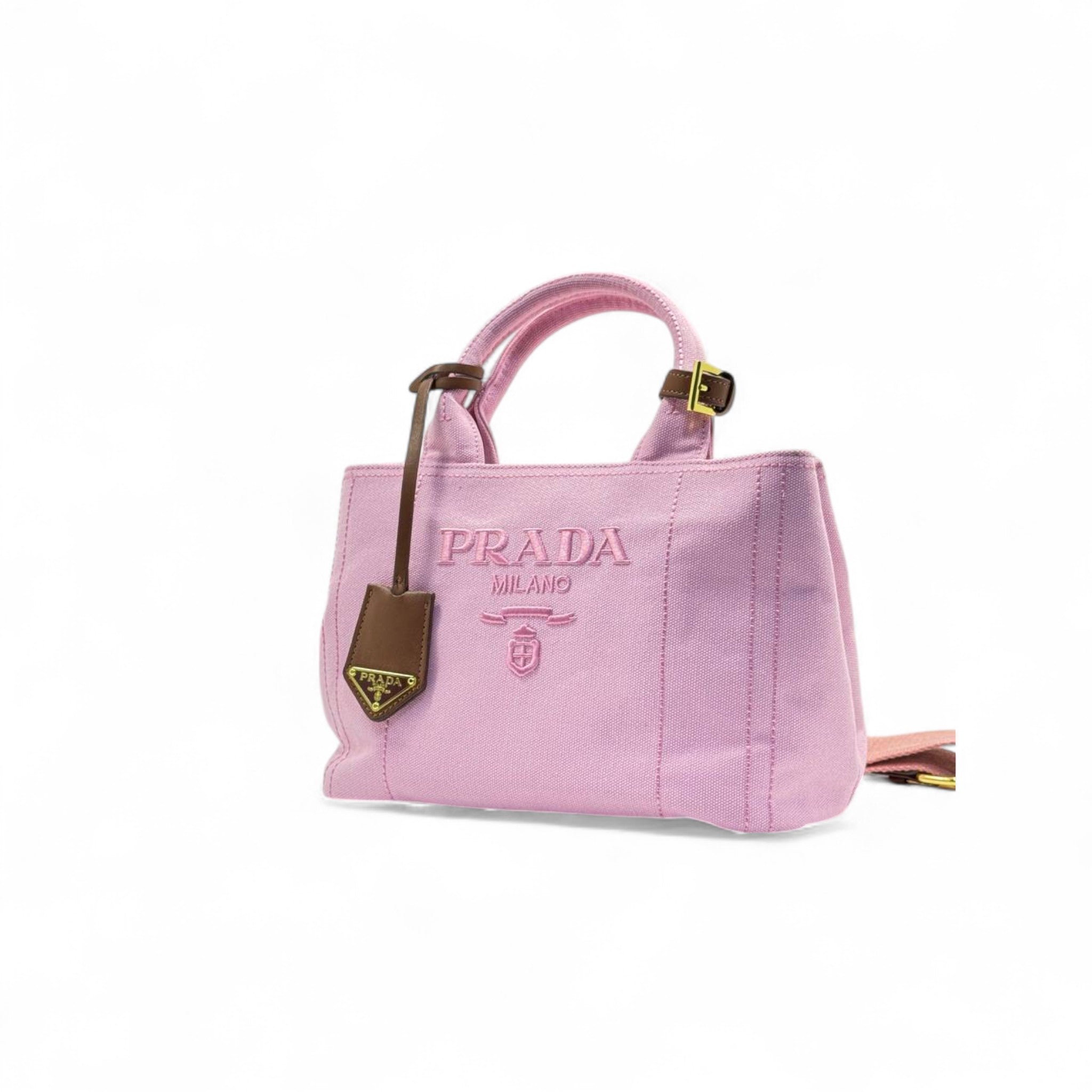 💗 Prada Milano Mini Canvas Tote – Pink Edition