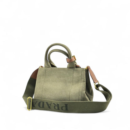 💚 Prada Milano Canvas Mini Tote – Military Green Elegance