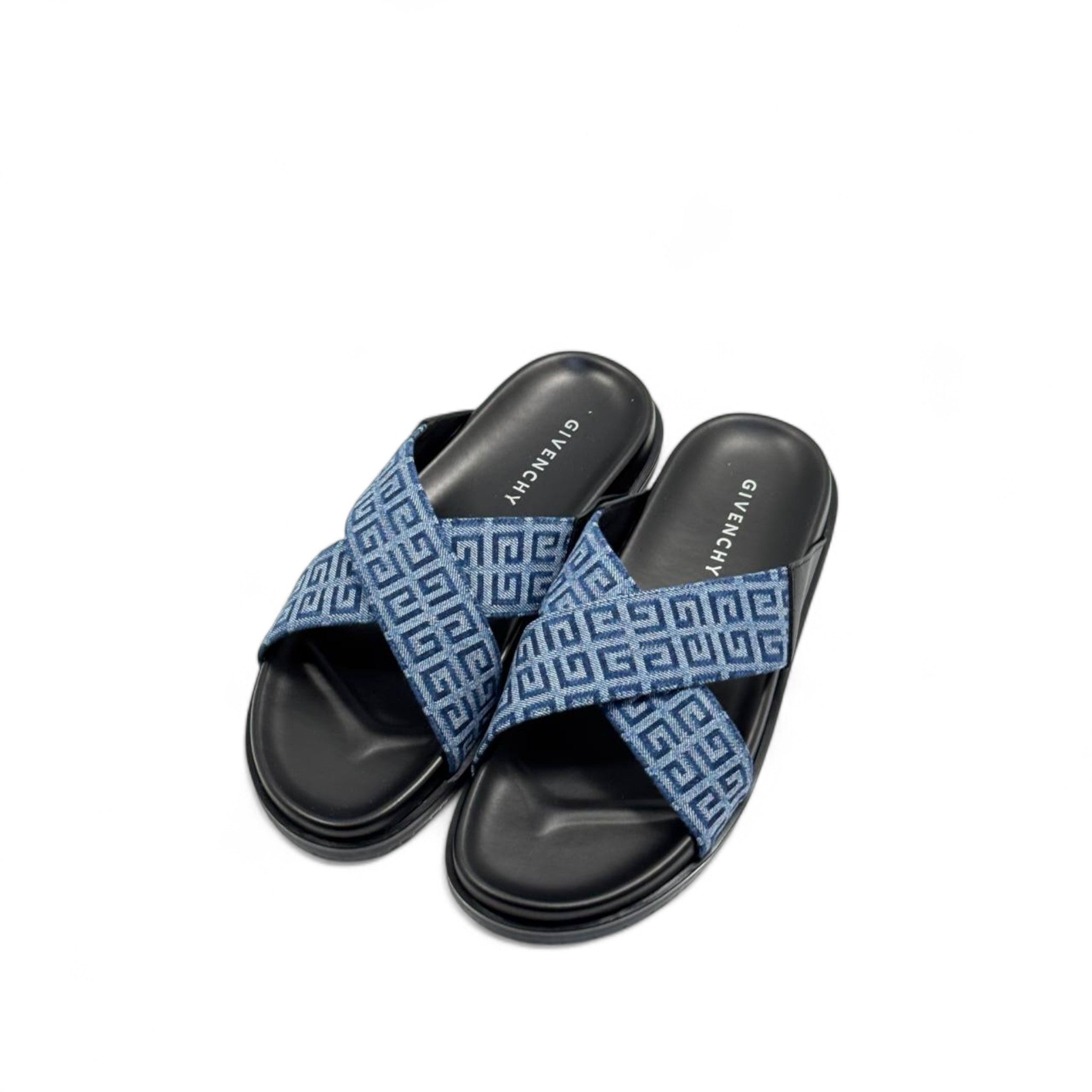 Givenchy Blue Monogram Slides – Criss-Cross Design with Box 🎁