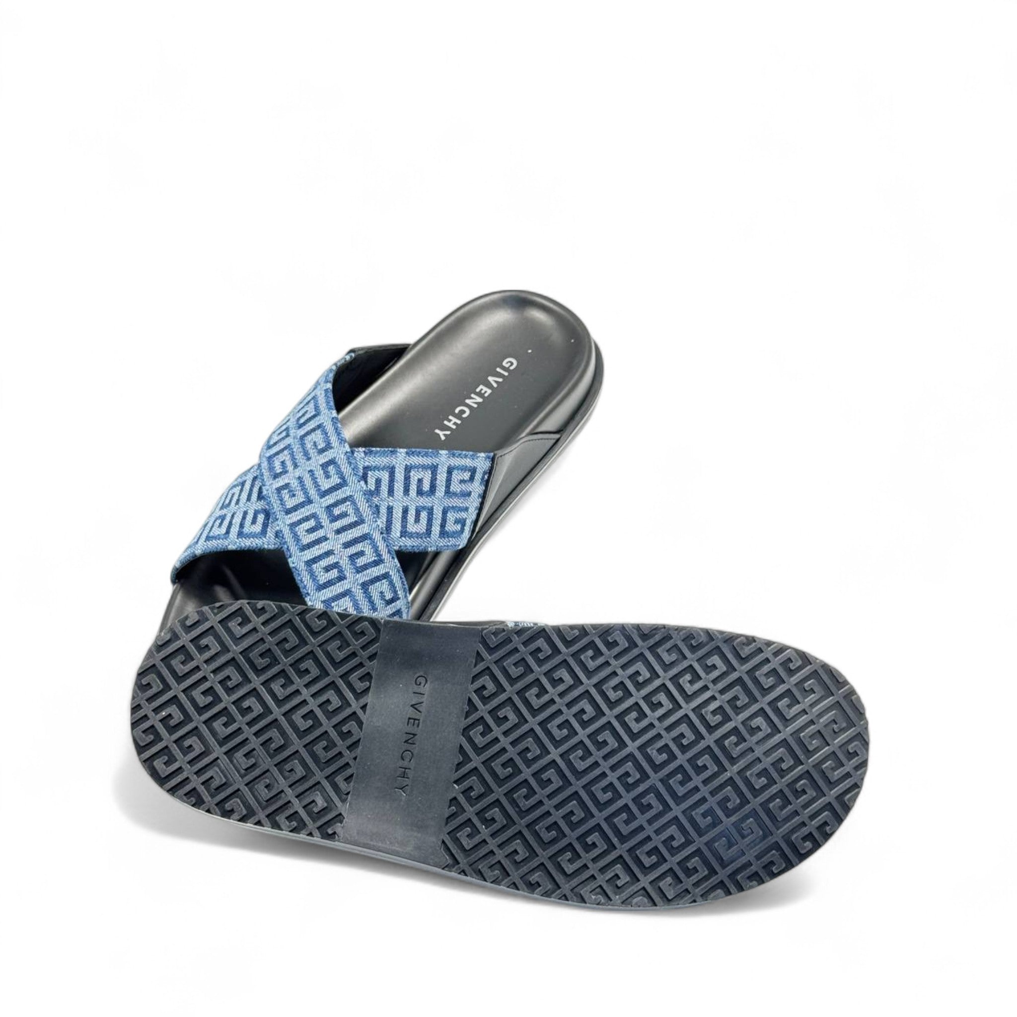 Givenchy Blue Monogram Slides – Criss-Cross Design with Box 🎁