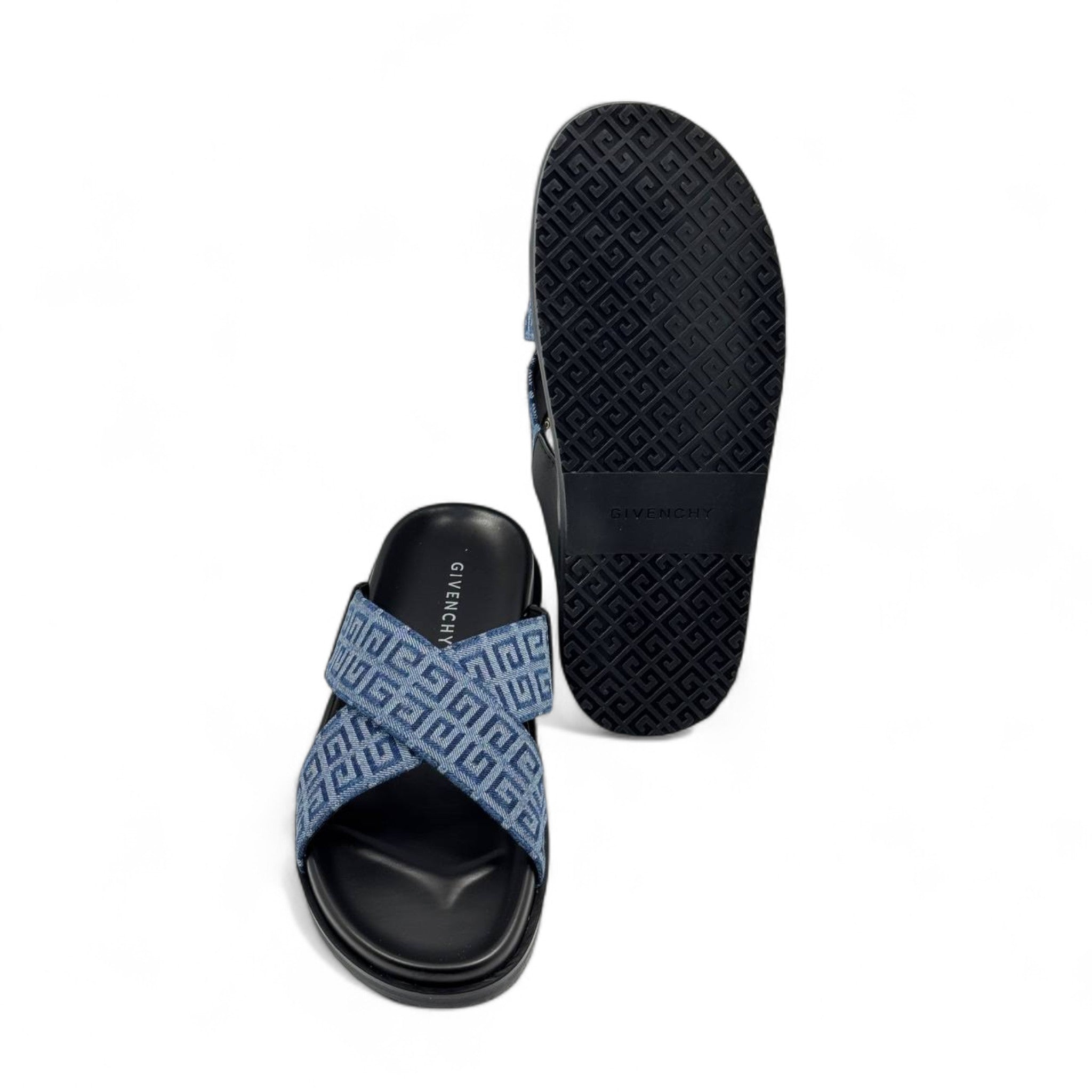 Givenchy Blue Monogram Slides – Criss-Cross Design with Box 🎁