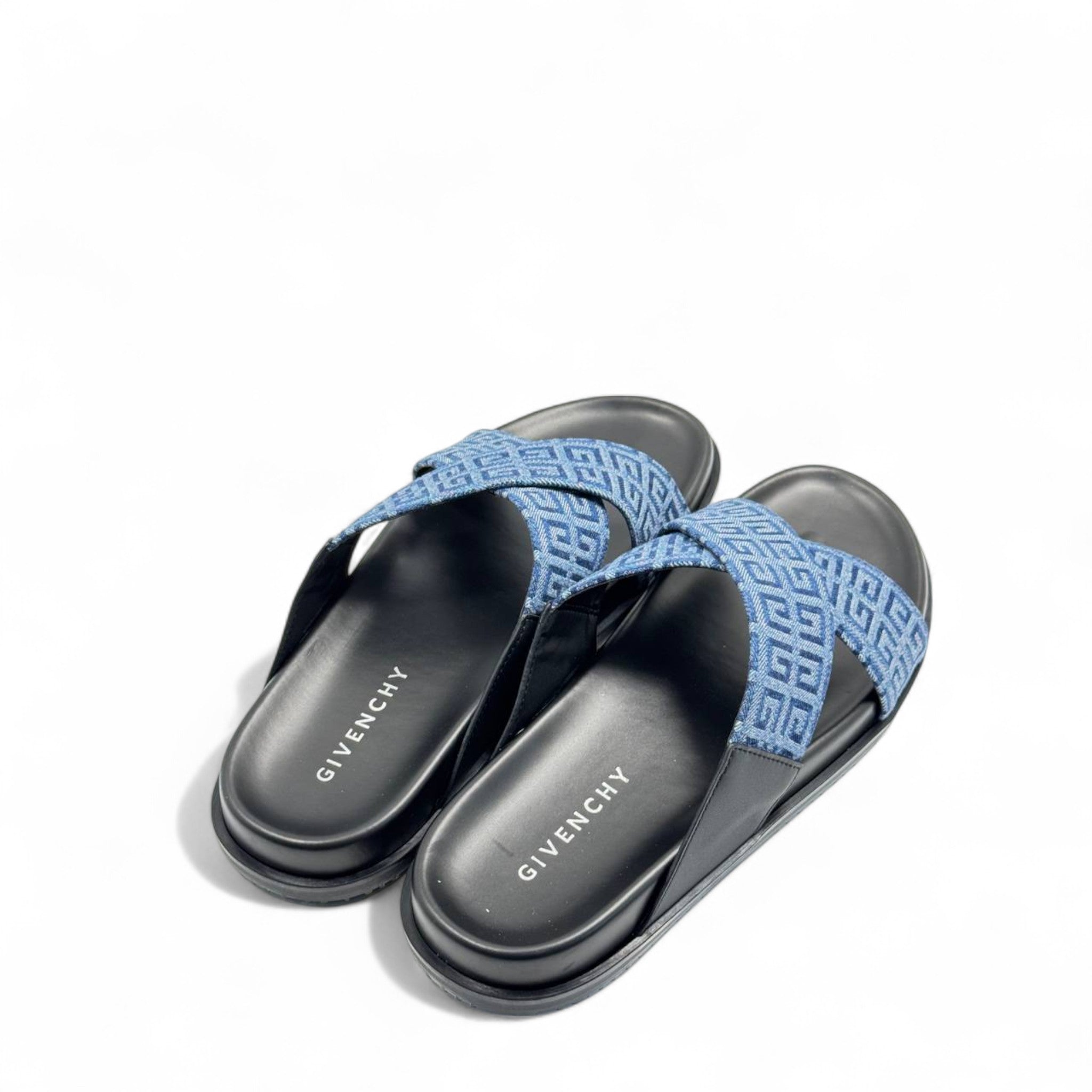 Givenchy Blue Monogram Slides – Criss-Cross Design with Box 🎁