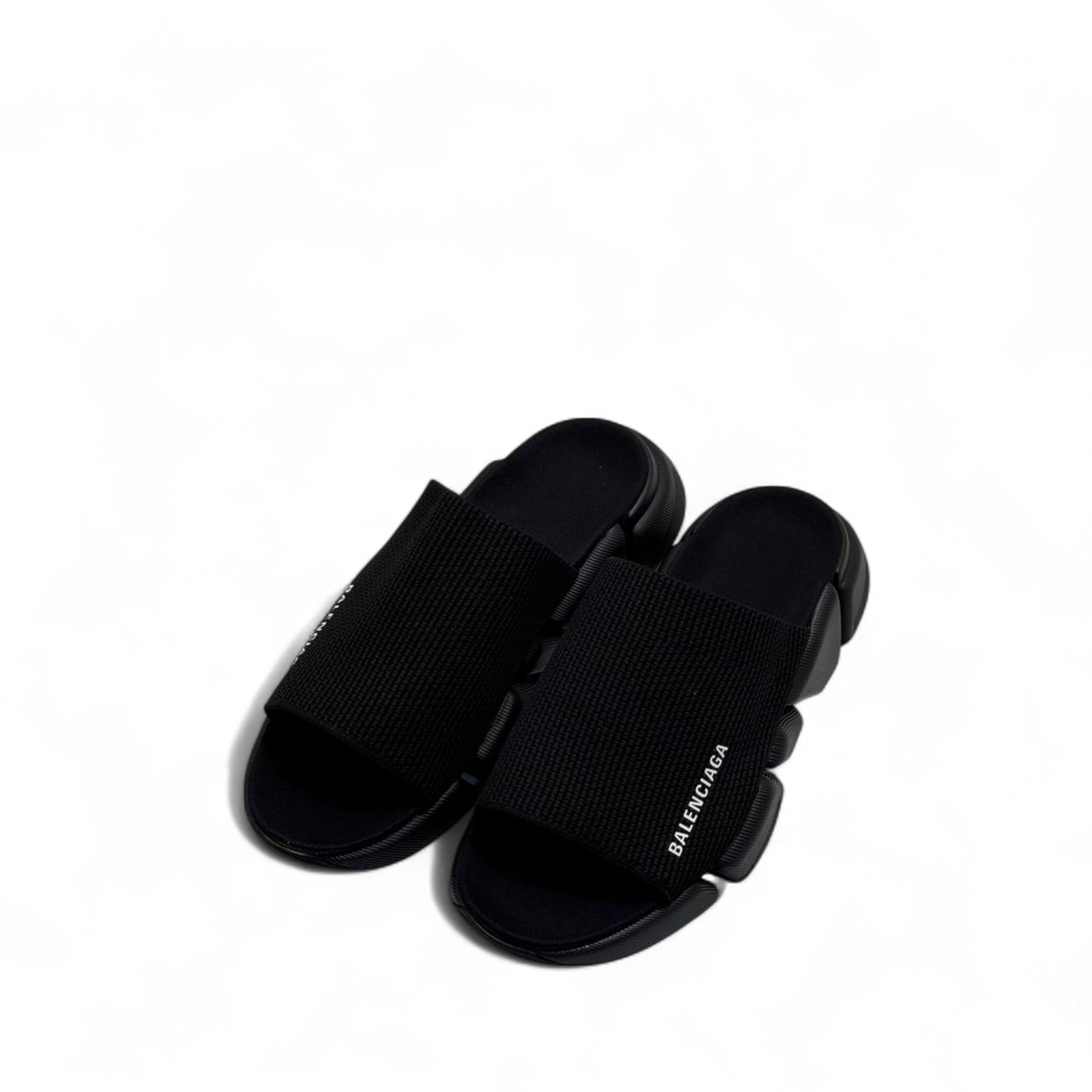 Balenciaga Black Tech Slides – Sleek Minimalist Comfort 🖤