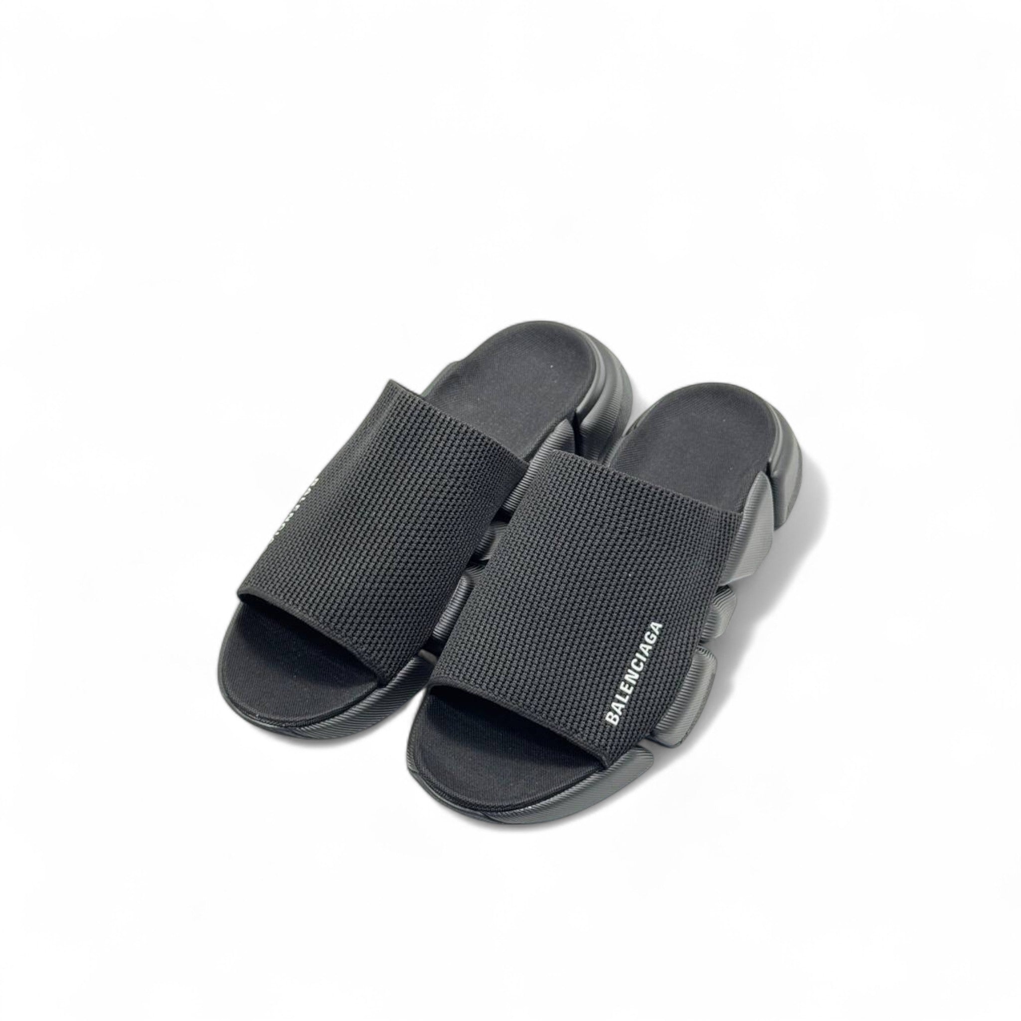 Balenciaga Black Tech Slides – Sleek Minimalist Comfort 🖤