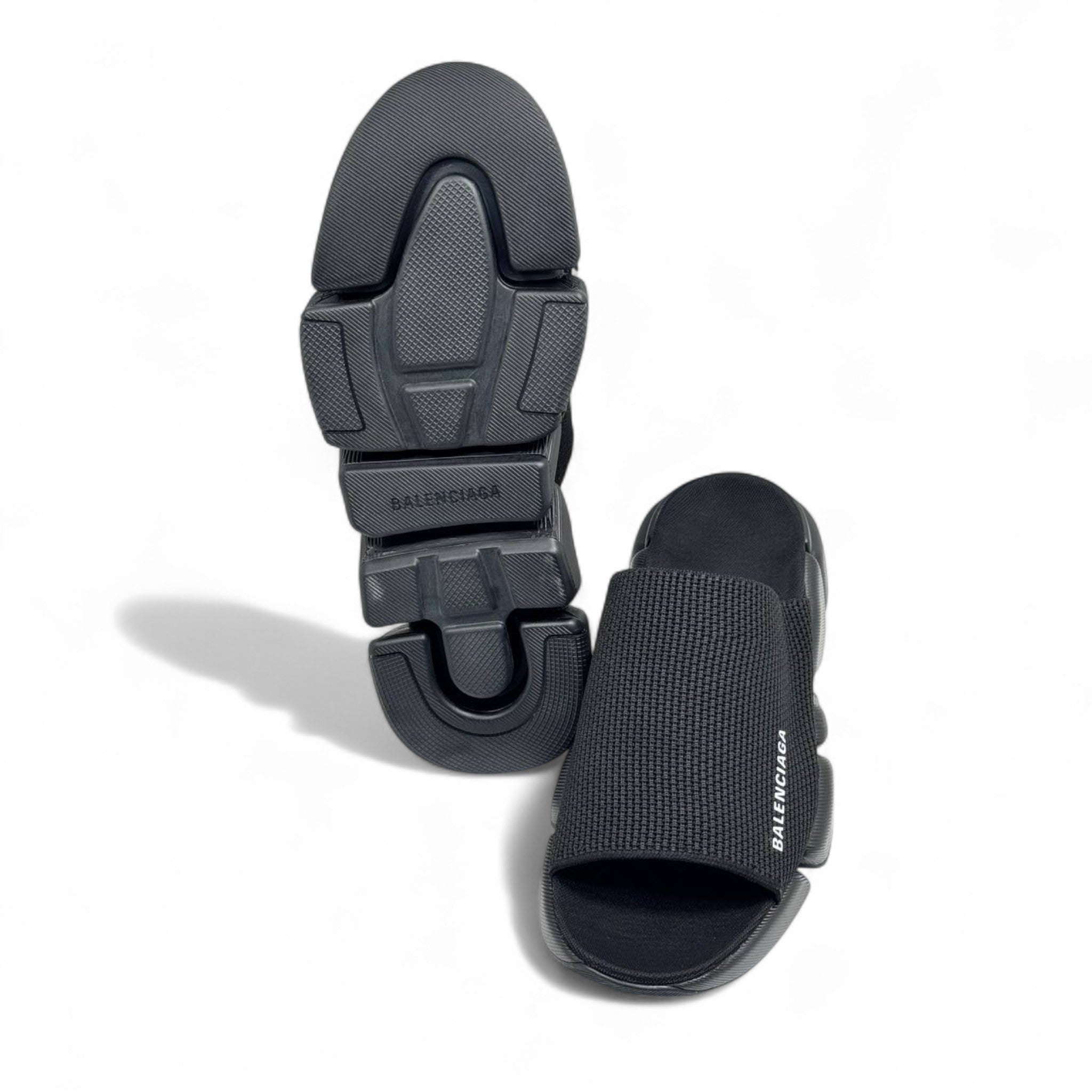 Balenciaga Black Tech Slides – Sleek Minimalist Comfort 🖤