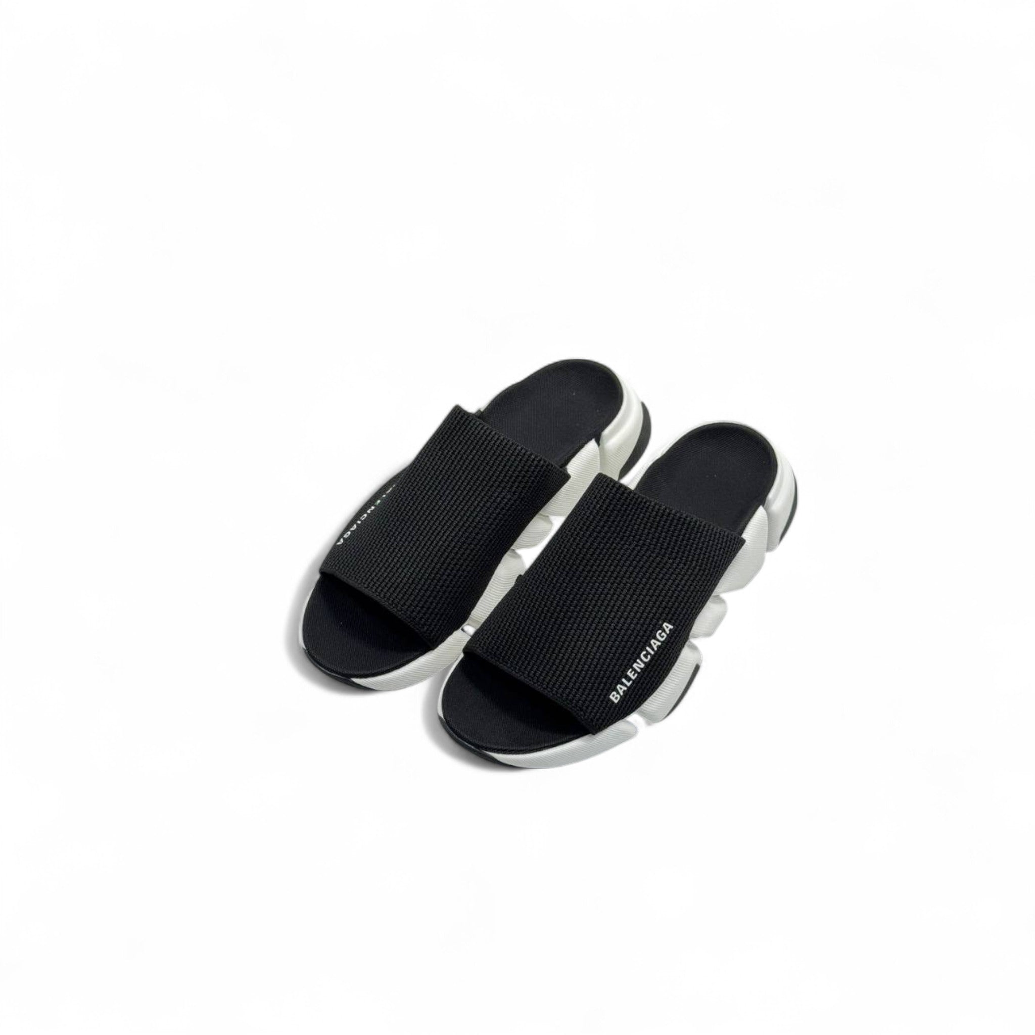 Balenciaga Tech Slides – Black Strap with White Sole ⚪🖤