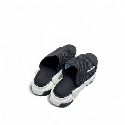Balenciaga Tech Slides – Black Strap with White Sole ⚪🖤