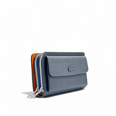 Lacoste Long navy Wallet – Elegant Checkered Design with Iconic Crocodile 🐊✨