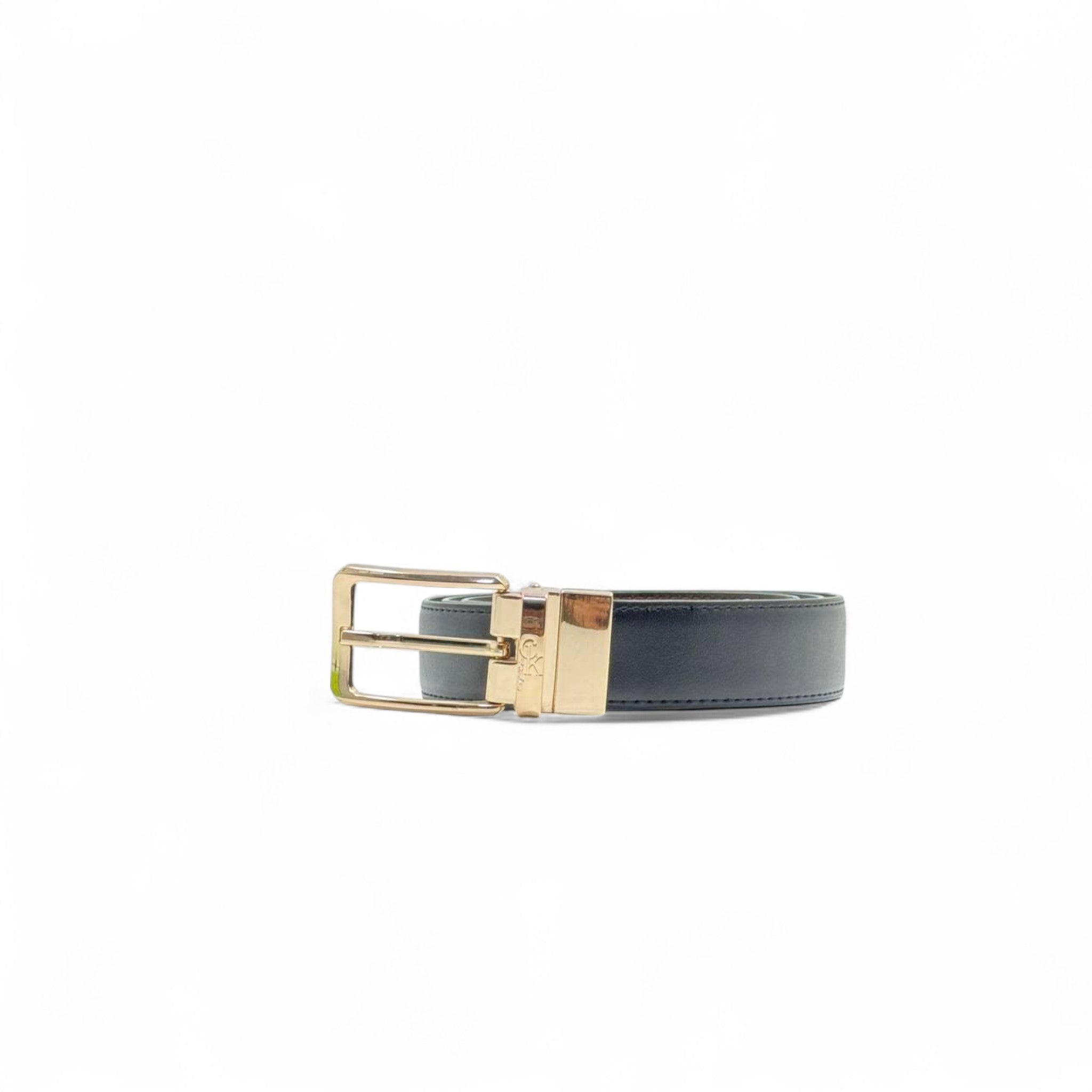 Calvin Klein Black Leather Belt – 130cm | Gold Buckle Elegance ✨🖤
