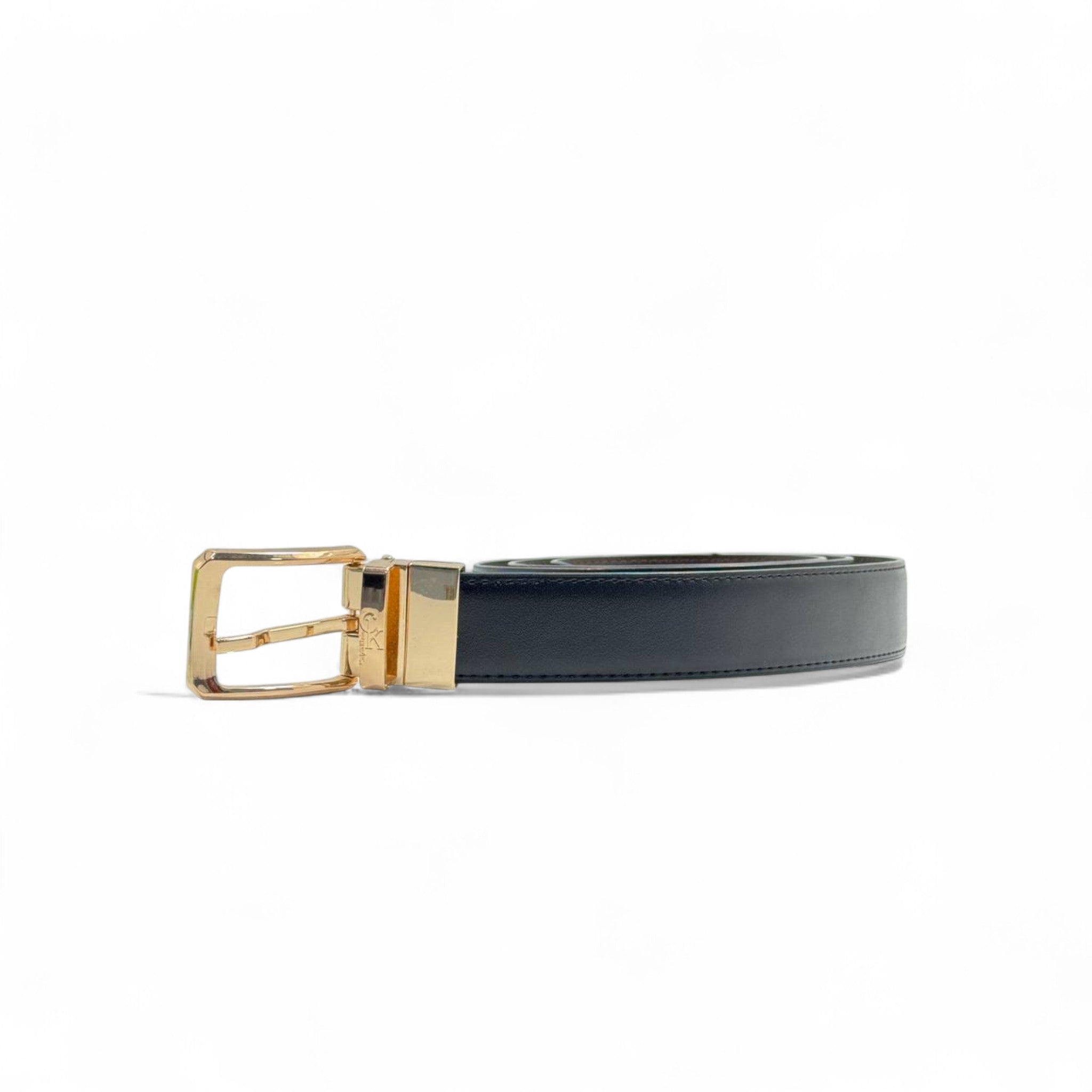 Calvin Klein Black Leather Belt – 130cm | Gold Buckle Elegance ✨🖤