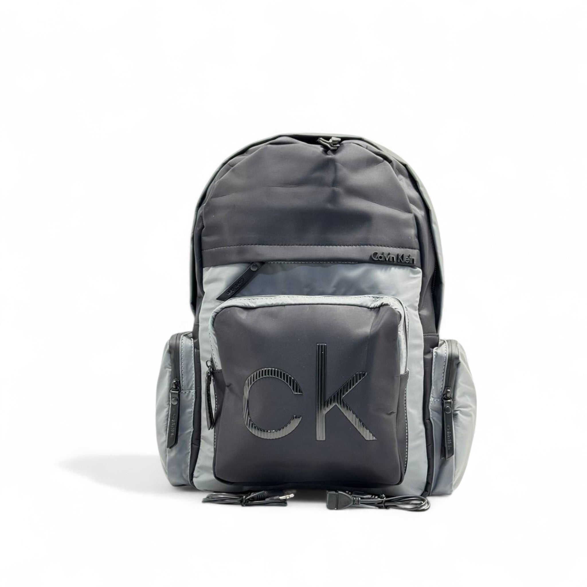 Calvin Klein Grey Nylon Backpack with USB Port 🔌 | Modern CK Design