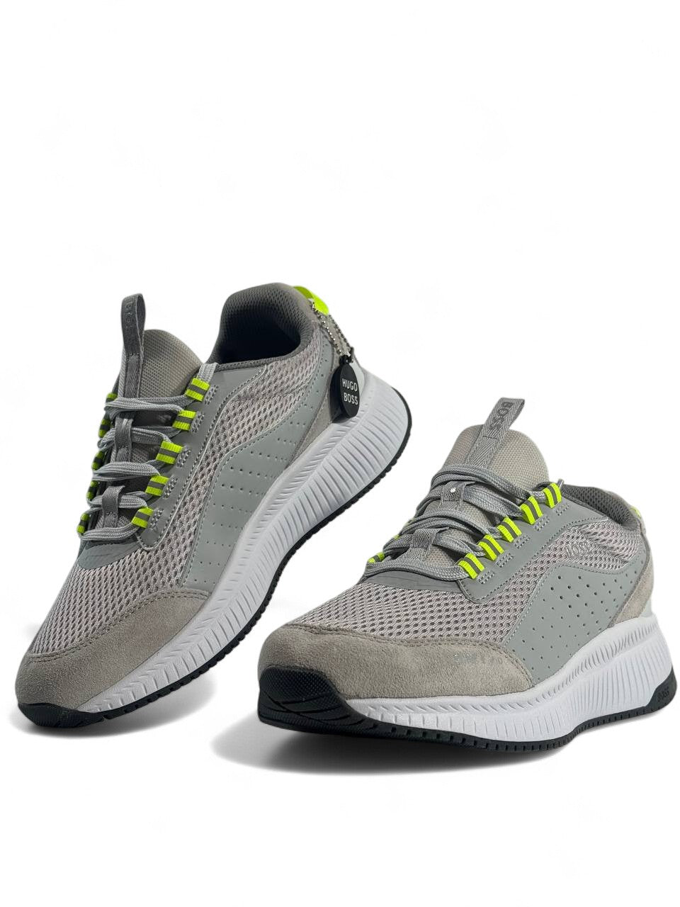 🔥 Hugo Boss Skyline Sneakers – Grey Edition with Neon Accents 👟