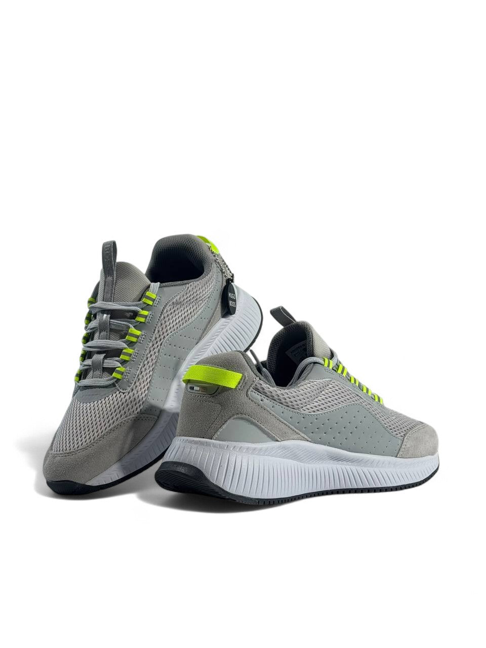 🔥 Hugo Boss Skyline Sneakers – Grey Edition with Neon Accents 👟