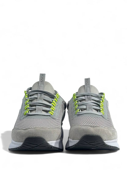 🔥 Hugo Boss Skyline Sneakers – Grey Edition with Neon Accents 👟