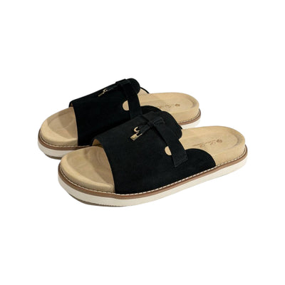 Loro Piana Black Comfort Slides 🖤✨ Luxury Summer Sandals for men