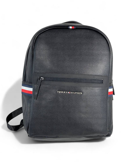 🎒 Tommy Hilfiger Black Leather Backpack – Premium Edition 🇺🇸