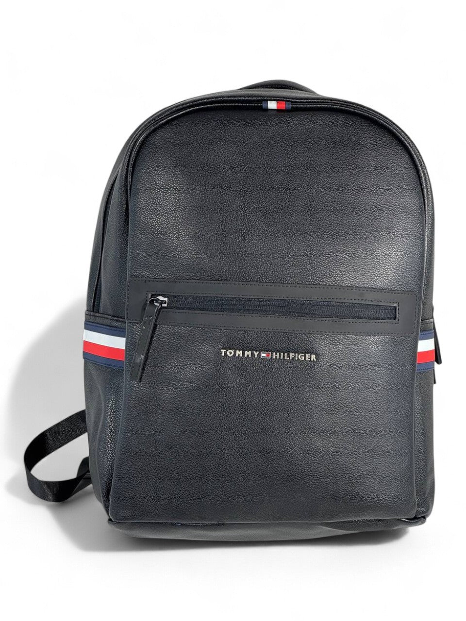 🎒 Tommy Hilfiger Black Leather Backpack – Premium Edition 🇺🇸