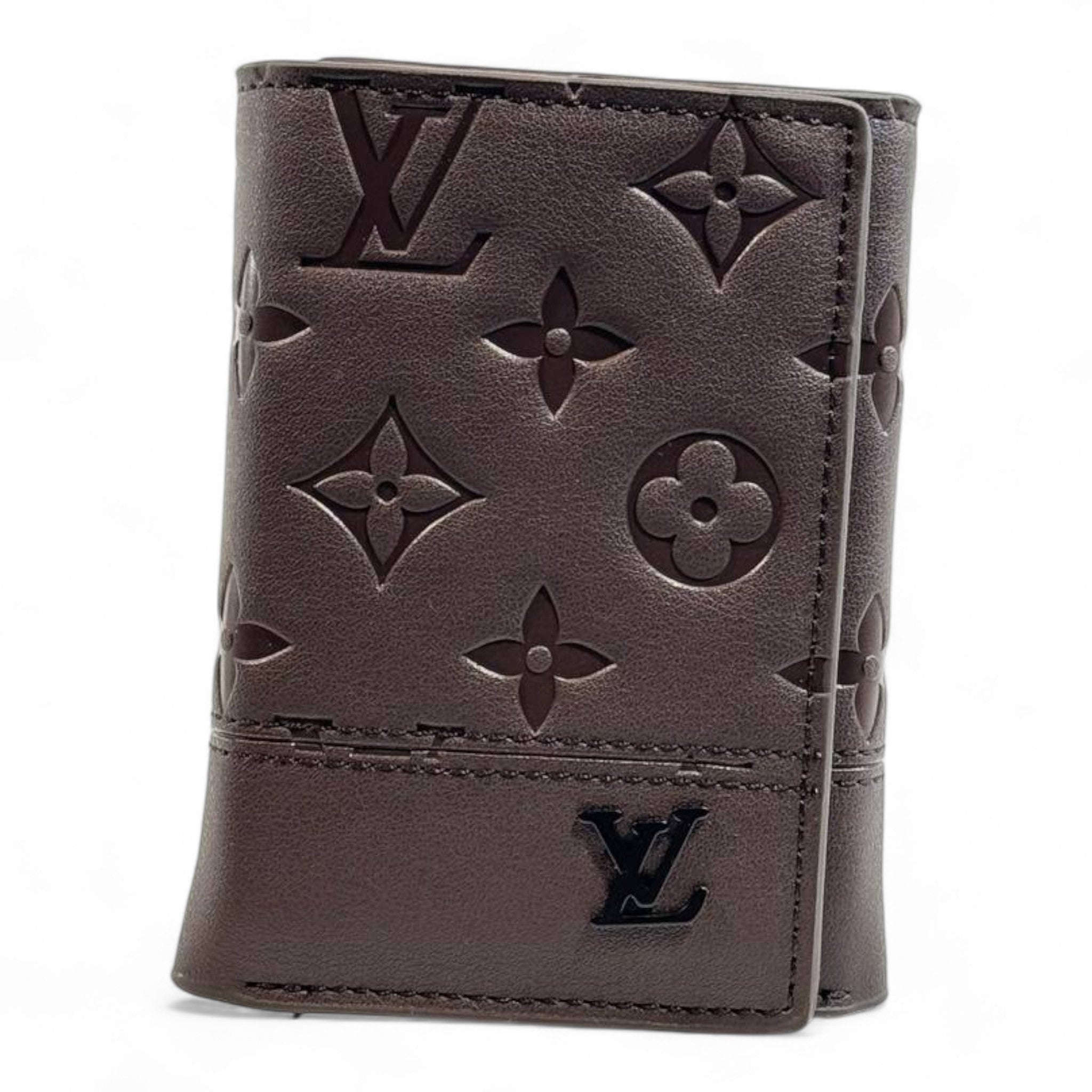 🤎 Louis Vuitton Monogram Embossed Trifold Wallet – Chocolate Brown Edition 🍫