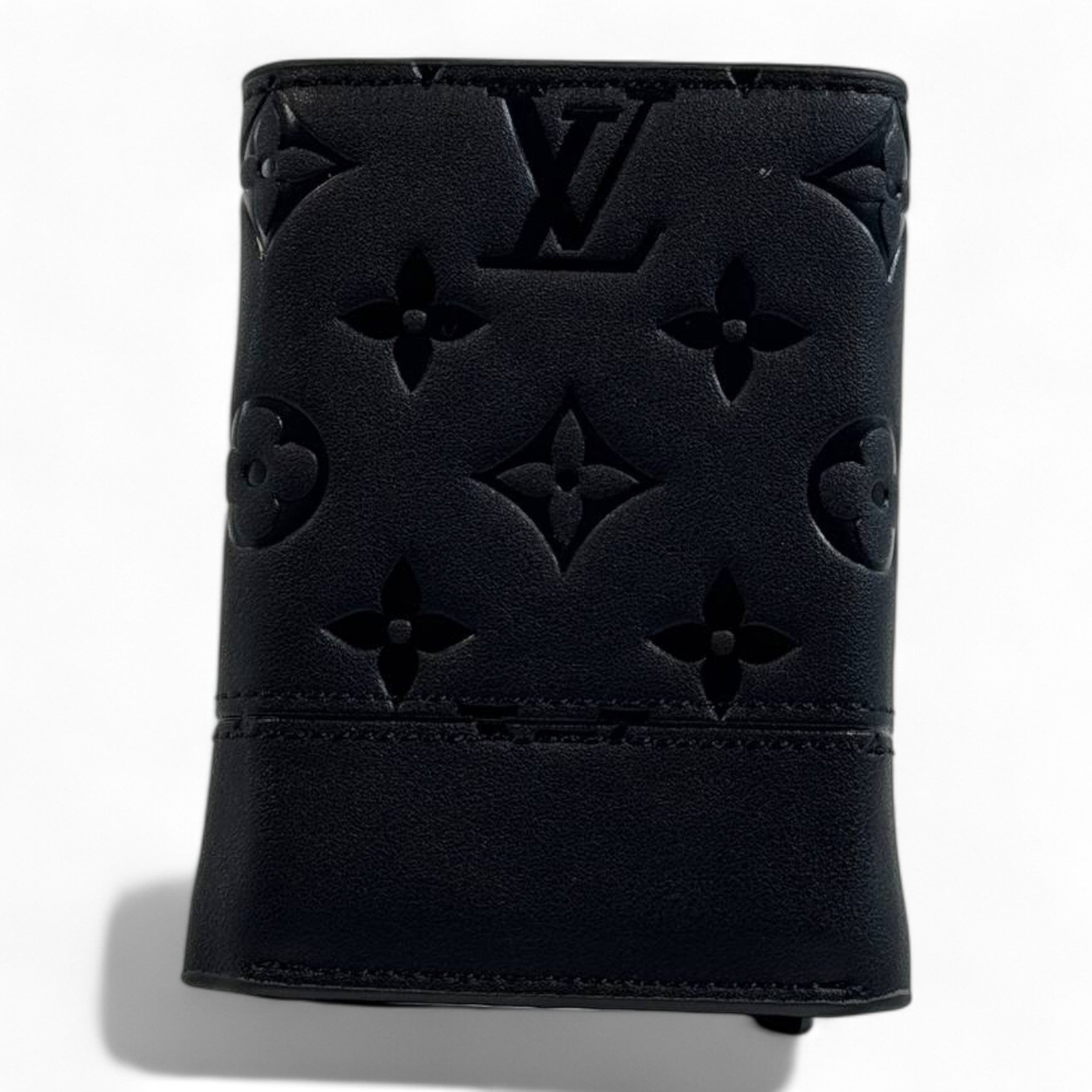 🖤 Louis Vuitton Monogram Embossed Trifold Wallet – Midnight Black Edition ⚡