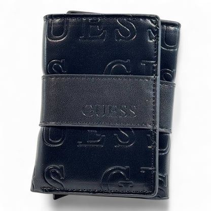 🖤 GUESS Embossed Trifold Wallet – Black Edition 💼