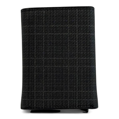 🐊 Lacoste Checkered Trifold Wallet – Charcoal Black Edition 🖤