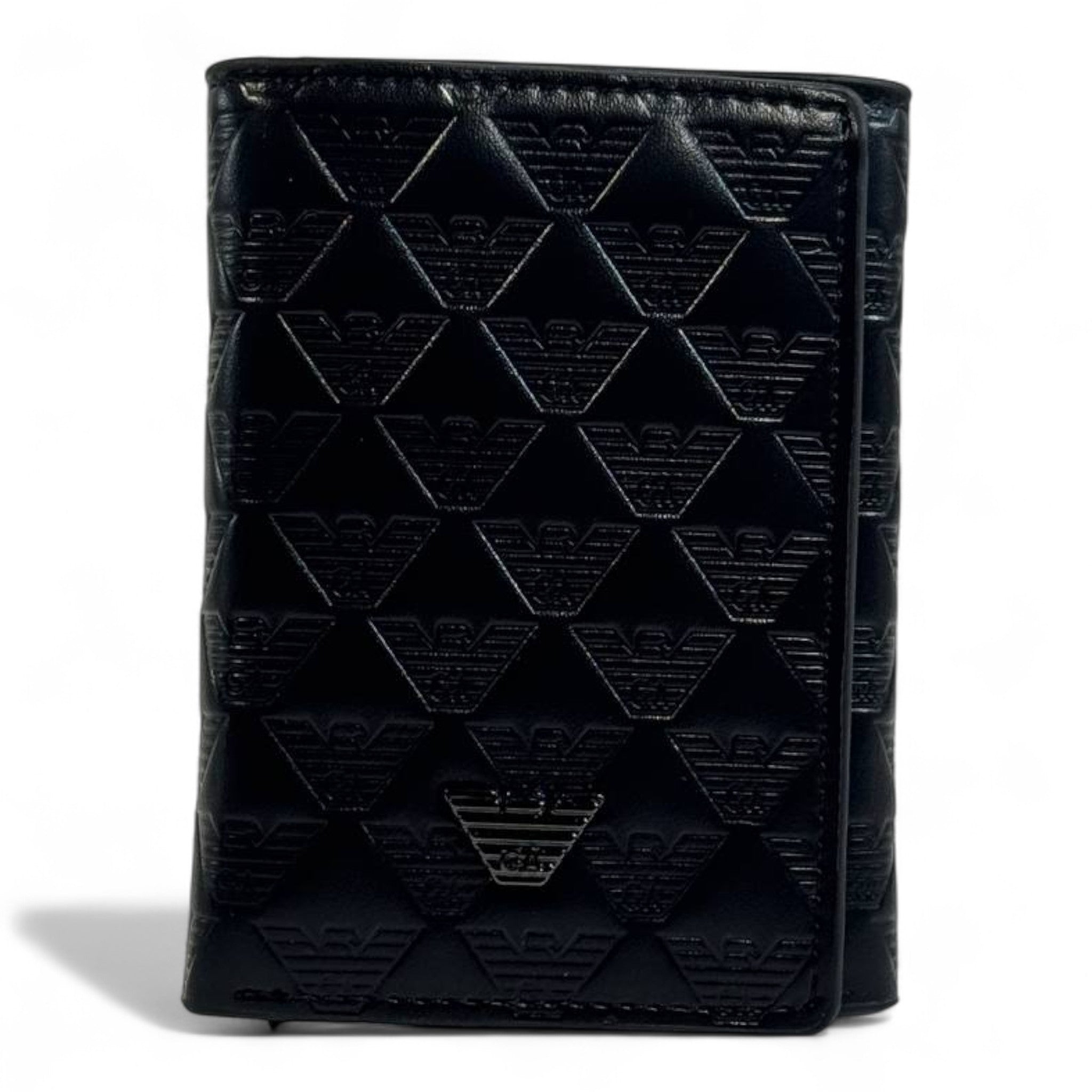 🖤 Emporio Armani Embossed Trifold Wallet – Black Edition 🦅