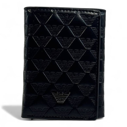 🖤 Emporio Armani Embossed Trifold Wallet – Black Edition 🦅