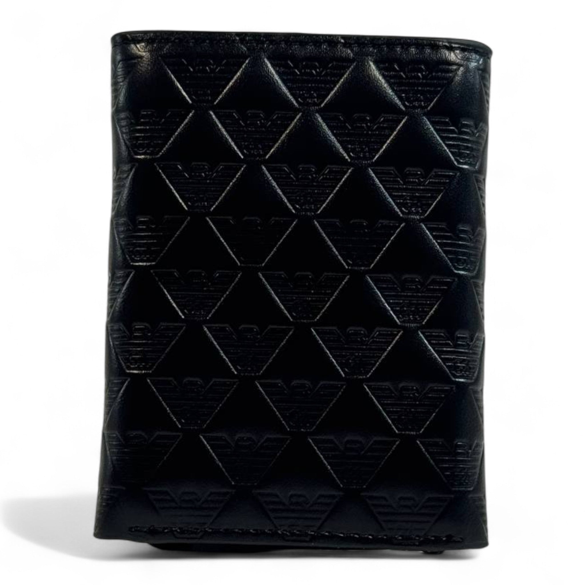 🖤 Emporio Armani Embossed Trifold Wallet – Black Edition 🦅