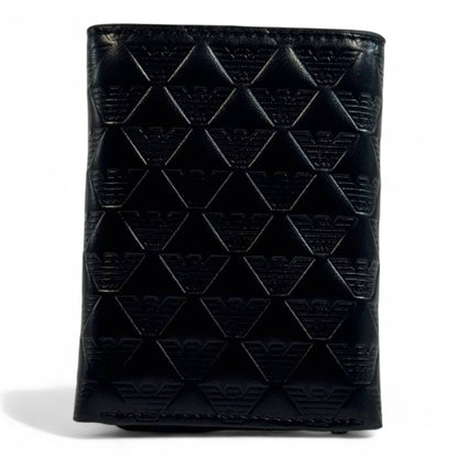 🖤 Emporio Armani Embossed Trifold Wallet – Black Edition 🦅
