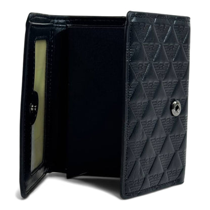 🖤 Emporio Armani Embossed Trifold Wallet – Black Edition 🦅
