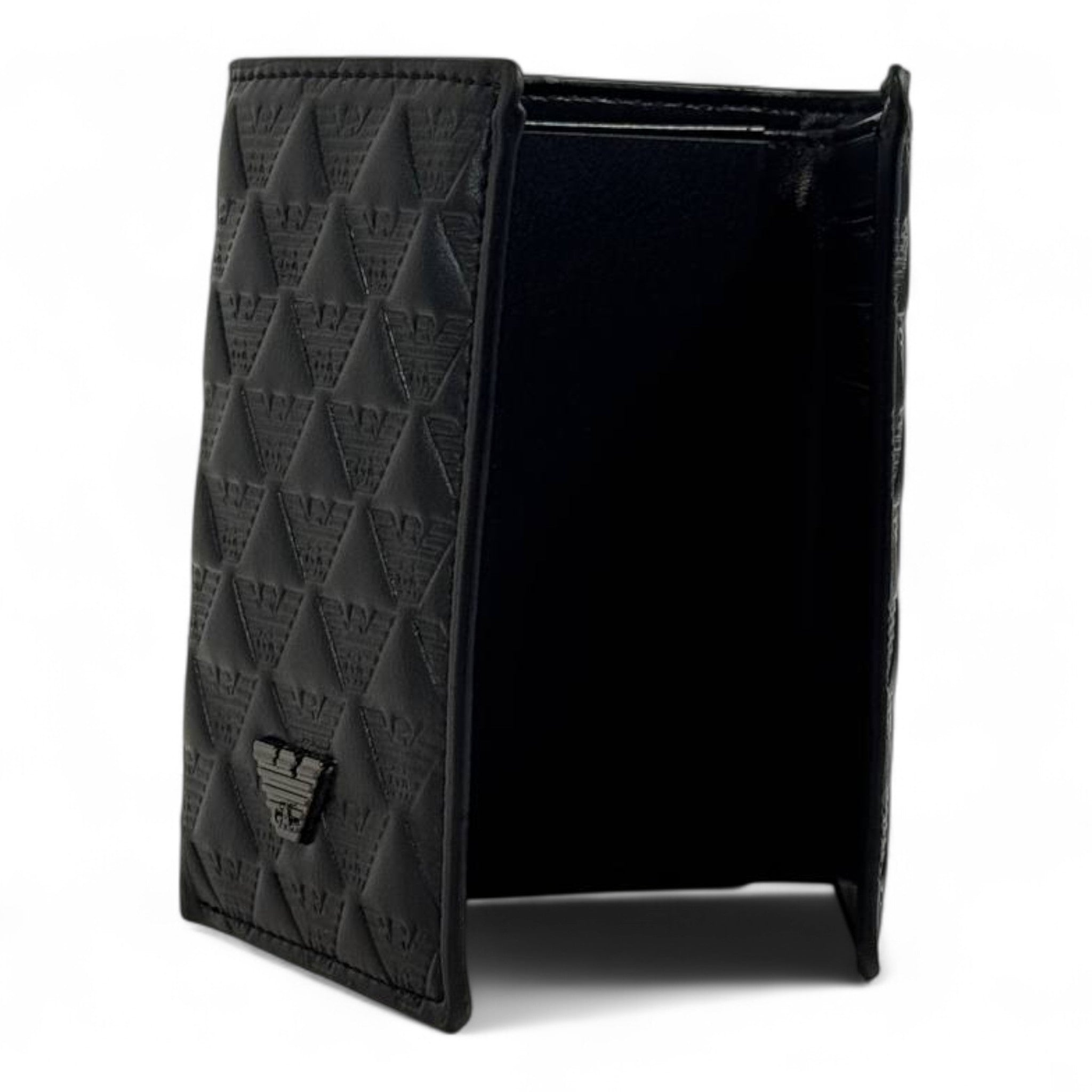 🖤 Emporio Armani Embossed Trifold Wallet – Black Edition 🦅
