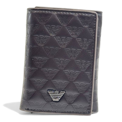 Emporio Armani Embossed Trifold Wallet – Coffee Brown Edition