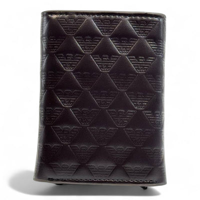 Emporio Armani Embossed Trifold Wallet – Coffee Brown Edition