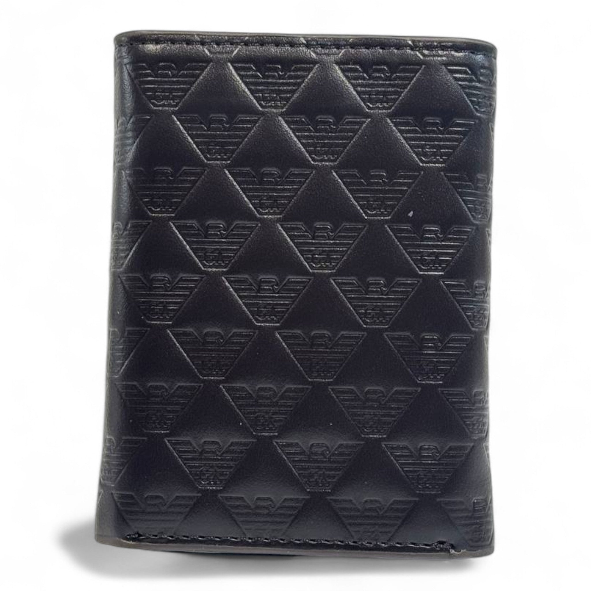 🤎 Emporio Armani Dual-Texture Trifold Wallet – Coffee Brown Edition 🦅