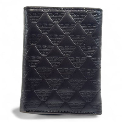 Emporio Armani Dual-Texture Trifold Wallet – Coffee Brown Edition
