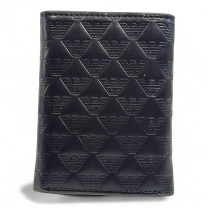 🤎 Emporio Armani Dual-Texture Trifold Wallet – Coffee Brown Edition 🦅