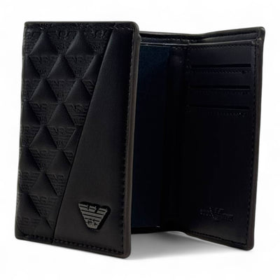 Emporio Armani Dual-Texture Trifold Wallet – Coffee Brown Edition