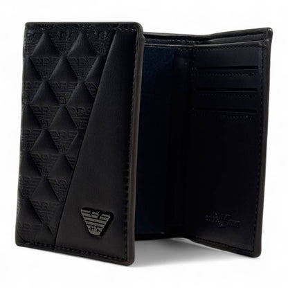 🤎 Emporio Armani Dual-Texture Trifold Wallet – Coffee Brown Edition 🦅