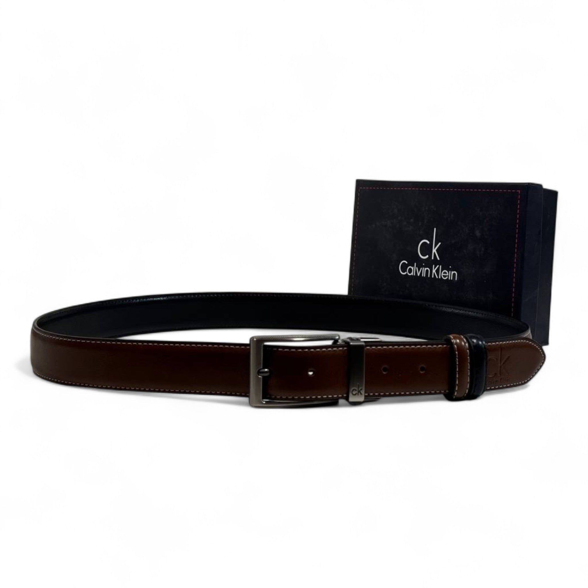 🤎🖤 Calvin Klein Reversible Leather Belt – 115cm (Brown & Black) ✨
