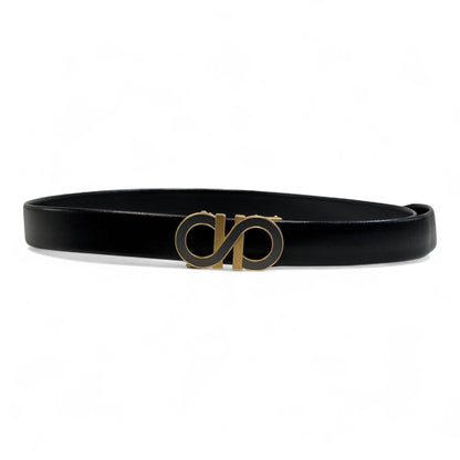 🖤💛 Salvatore Ferragamo Gancini Leather Belt – 135cm (Black & Gold) ✨