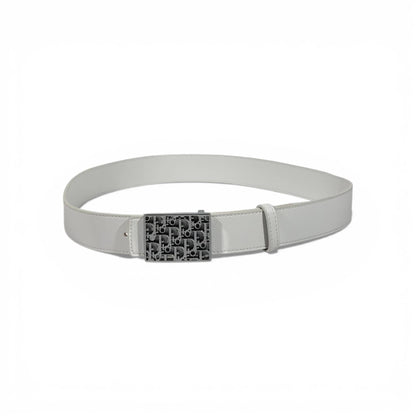 🤍 Dior Leather Belt with Silver Monogram Buckle – 110 cm | Timeless Luxury ✨